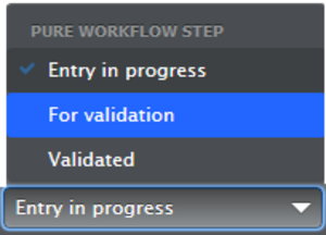 Workflow steps. For Validation marked