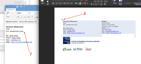 Step 6-7 in creating an email signature in Outlook