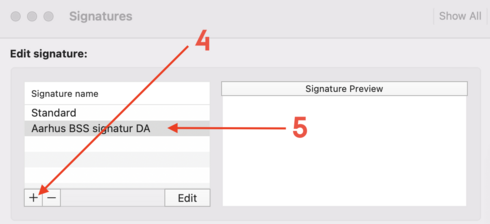 Step 4-5 in creating an email signature in Outlook
