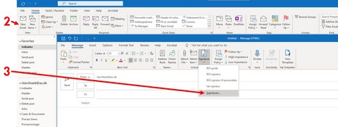 Step 2-3 in creating an email signature in Outlook