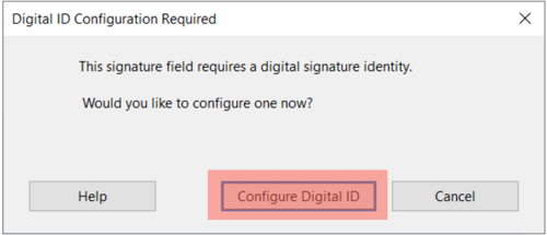 Do not click ‘Configure Digital ID’.