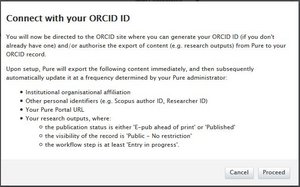 Text box with information about transfer from Pure to ORCID. Button saying Deny. Button saying Authorize