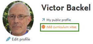 Add Cv button in profile header is marked