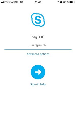Type in your 'Sign-in address' and click 'Advanced options.