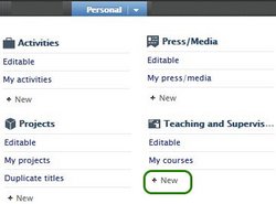 New button to add content type teaching and supervision
