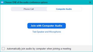 Join audio button in Zoom
