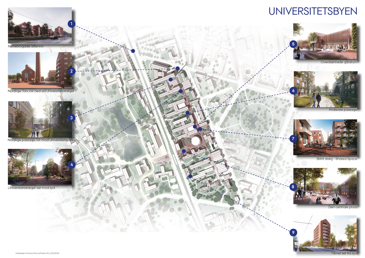 Map with select visualisations of the University City