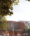 [Translate to English:] Visualisering af nyt byggeri til Aarhus BSS i Universitetsbyen