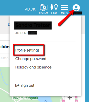 Choose profile settings in the menu to change the email address