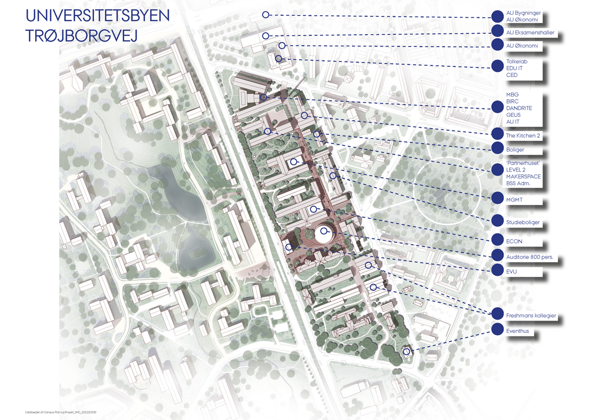 Map of the entire University City in Aarhus