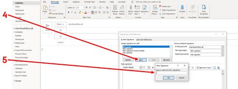 Step 4-5 in creating an email signature in Outlook