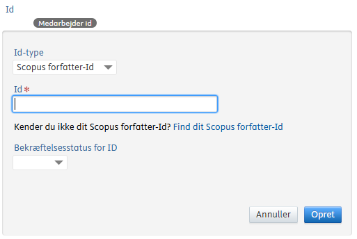 Billede fra Pure. Her indsætter du Scopus ID